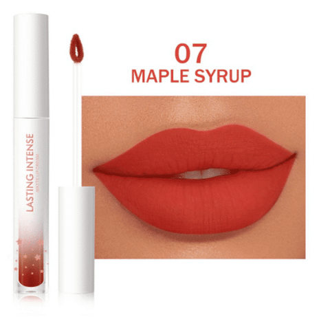 Minimeli Matte Liquid Lipstick waterproof in 07 Maple Syrup, transparent tube with black cap.