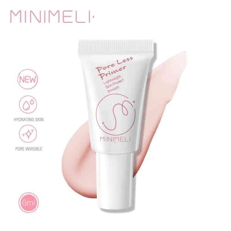 Minimeli Pore Invisible Primer 6ml white tube with pink cap, clearly displayed on a light surface. - thumbnail
