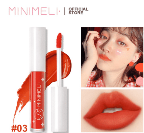 Minimeli Soft Matte Liquid Lipstick, earthy brown shade, clear tube with black cap and applicator.