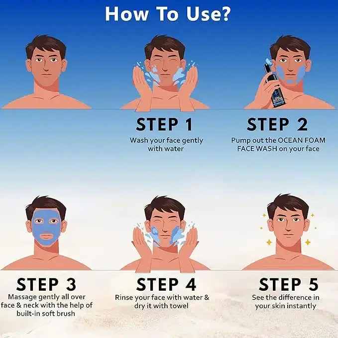 Two Muuchstac Ocean Foam Face Wash for Men blue bottles displayed at an angle. - thumbnail