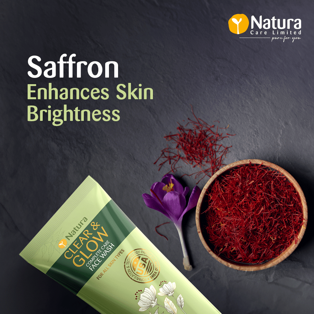 Back of Natura Clear & Glow face wash tube displaying product details and ingredients. - thumbnail