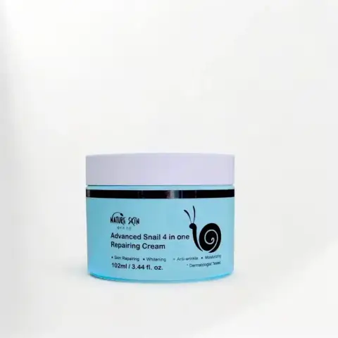 Nature Skin Advanced Snail 4 in 1 Repairing Cream 102ml in white jar with glossy gold lid.