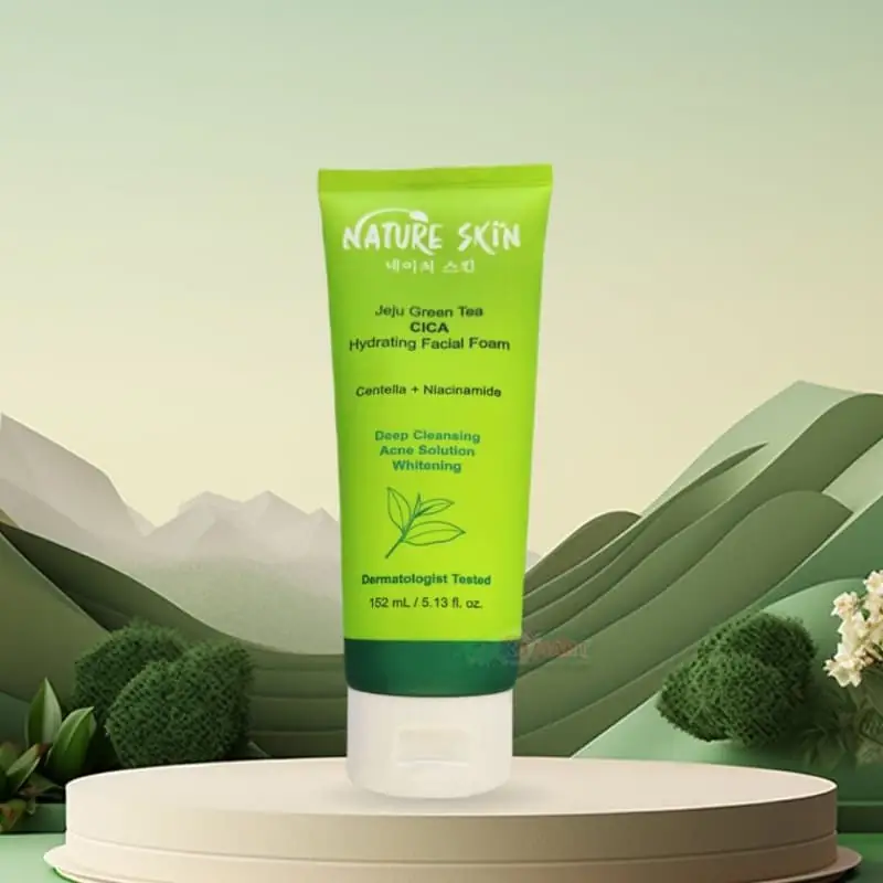 Close-up showing the white, creamy texture of Nature Skin Hydrating Facial Foam squeezed out. - thumbnail