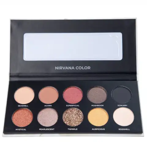 Nirvana Color Eye Shadow Palette 'Touch Me Not' in sleek black closed packaging, front angle.