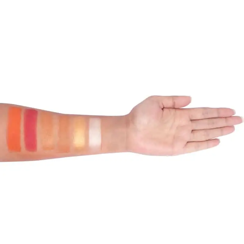 Swatches of Nirvana Color Windy Monsoon face palette shades demonstrated on arm, showing true pigmentation. - thumbnail