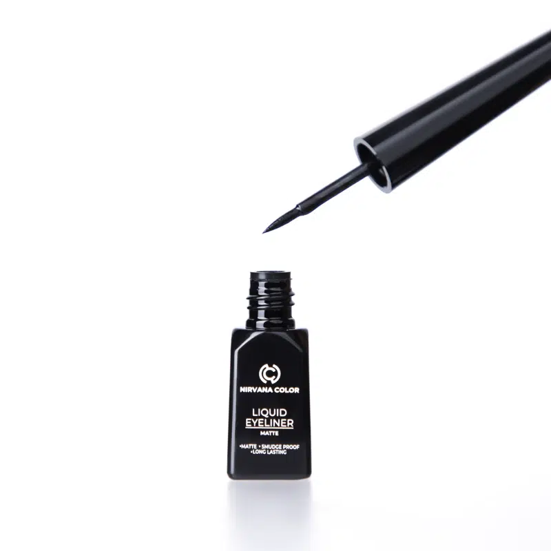 Nirvana Color Liquid Matte Eyeliner Deep Black 3ml, sleek black tube with golden lettering.