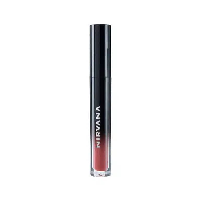 Nirvana Color Liquid Matte Lipstick 'Infatuated' tube with black cap, revealing deep berry shade. - thumbnail