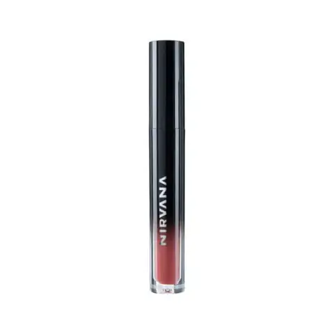 Nirvana Color Liquid Matte Lipstick 'Infatuated' tube with black cap, revealing deep berry shade.