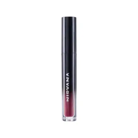Nirvana Color Liquid Matte Lipstick, 'Love Me' shade, full tube with sleek black and rose gold packaging.