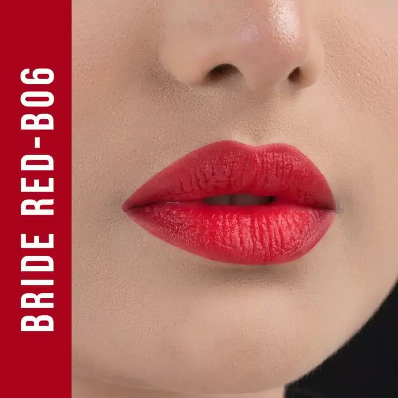 Two Nirvana Matte Bullet Lipsticks, one open revealing rich Bride Red B06 color. - thumbnail