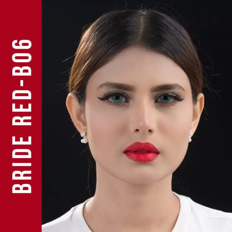 Close-up of Nirvana Matte Bullet Lipstick Bride Red B06, showing extended velvety matte texture. - thumbnail