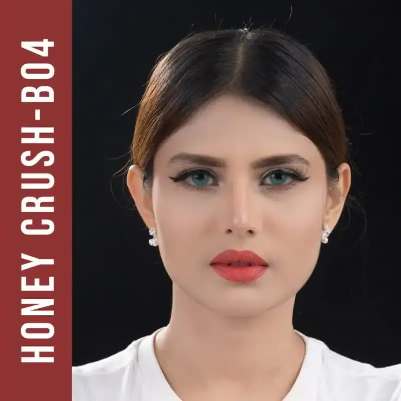 Open Nirvana Matte Bullet Lipstick in Honey Crush B04, showing the smooth reddish-brown bullet. - thumbnail