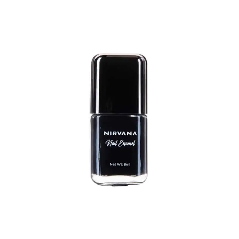 Nirvana Black Swan 38 nail enamel bottle open with applicator brush showing a dark polish drop. - thumbnail