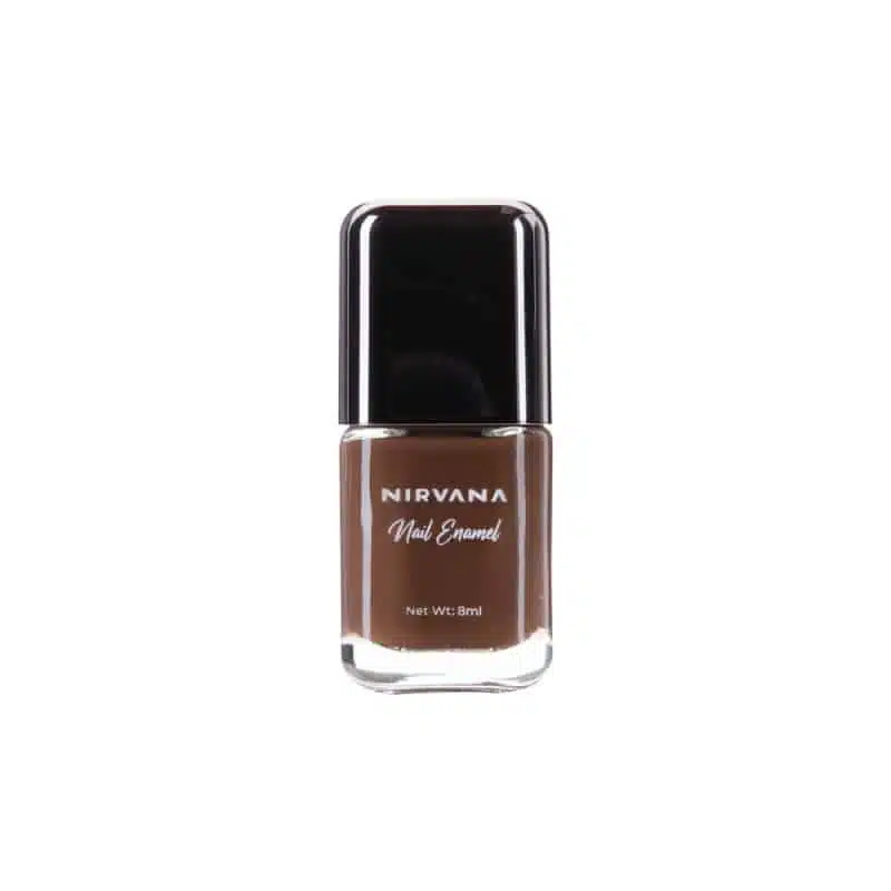 Nirvana Color Spiced Latte nail enamel bottle lying on its side, showcasing the 8ml packaging. - thumbnail