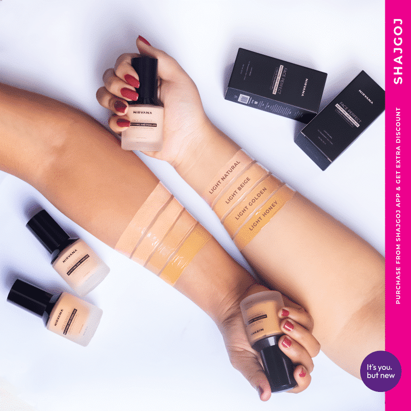 Swatch of Nirvana Liquid Foundation Light Beige applied as a smooth streak on light skin. - thumbnail