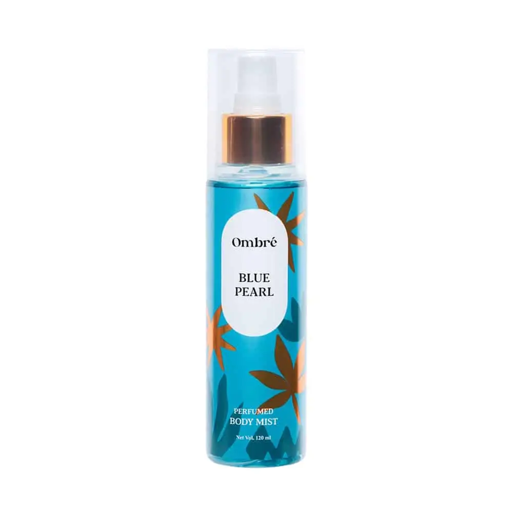Ombre Perfumed Body Mist Blue Pearl 120ml bottle with clear cap and elegant blue gradient. - thumbnail