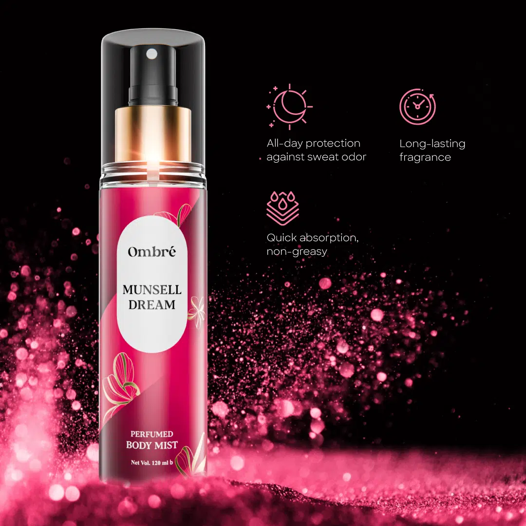 Ombre Munsell Dream Perfumed Body Mist, a clear bottle showcasing its soft purple gradient. - thumbnail