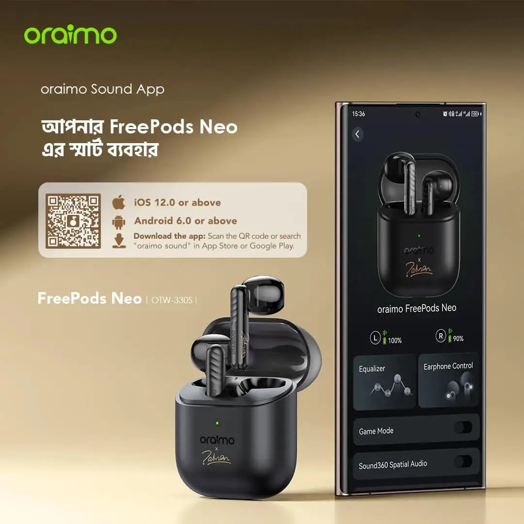 Oraimo FreePods Neo x Tahsan compact matte black charging case closed, showcasing its smooth texture. - thumbnail