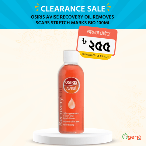 XPEL Osiris Avise Recovery Oil, 100ml clear glass pump bottle with golden serum for scars.