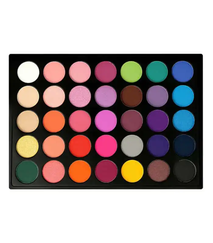 OTZ 35 Colours Eyeshadow palette open, displaying varied vibrant makeup shades and textures. - thumbnail