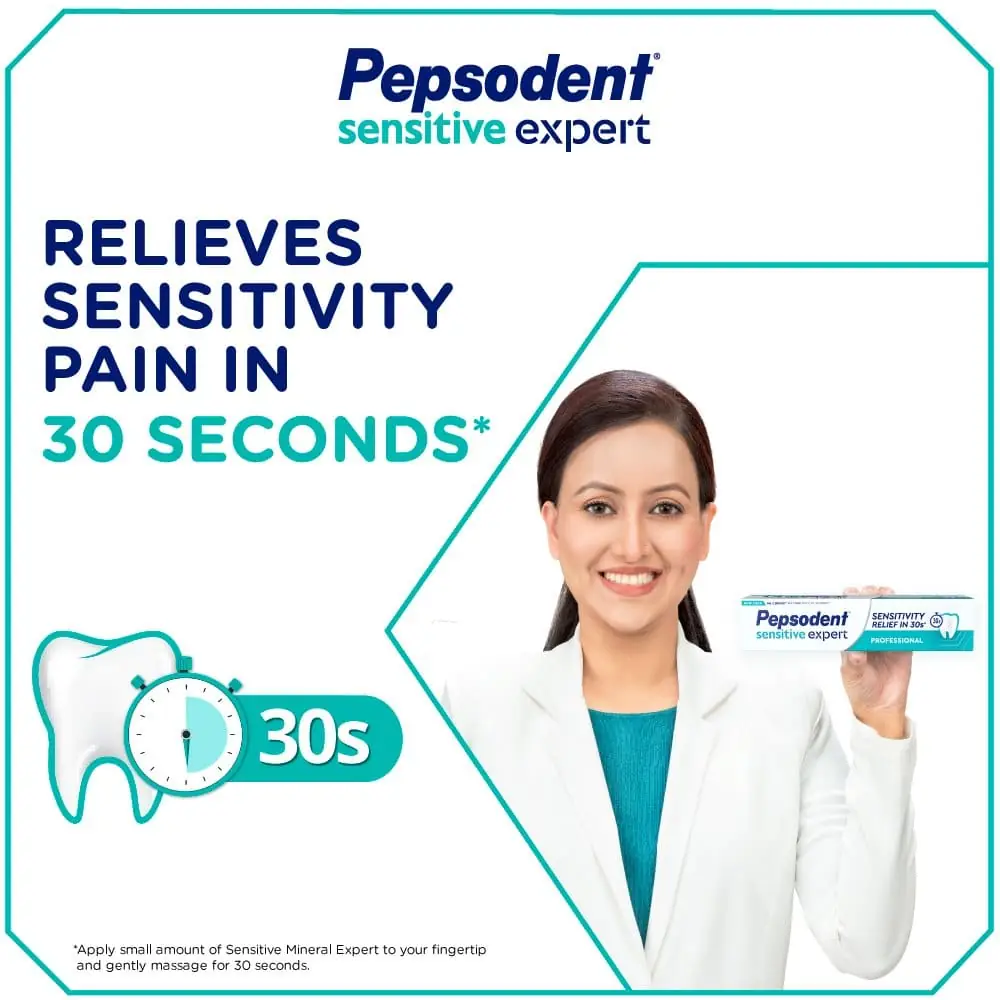 Back view of Pepsodent Sensitive Expert Professional 140g toothpaste carton with detailed information. - thumbnail