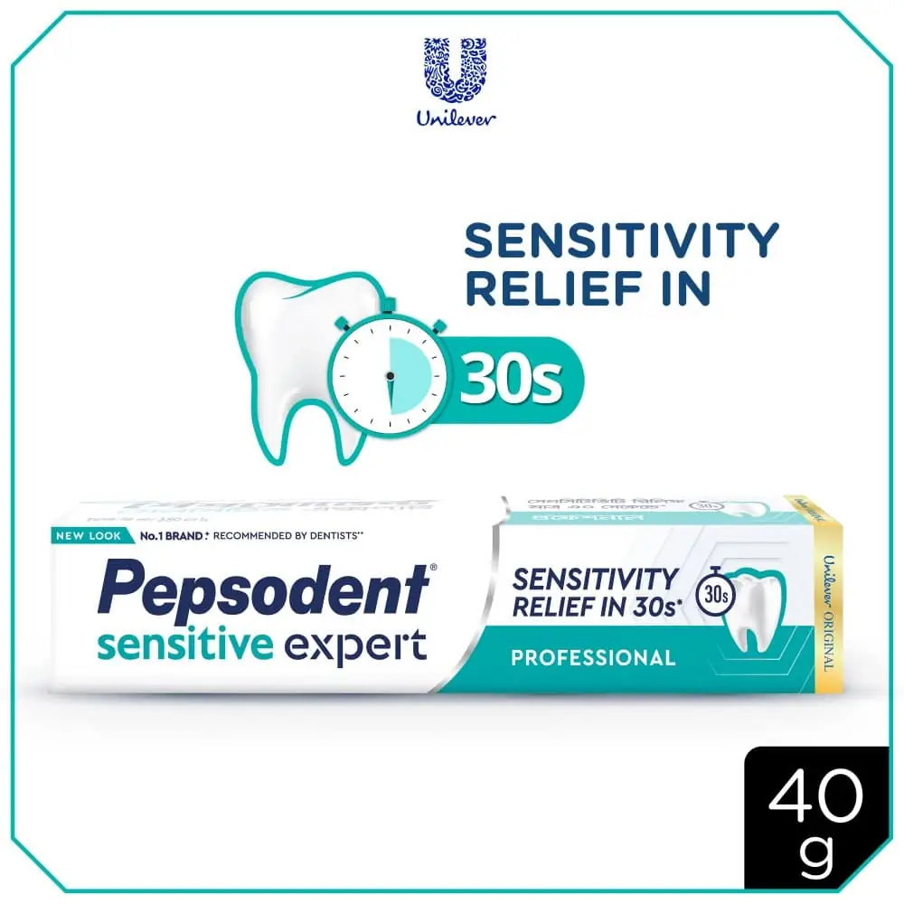 Pepsodent Sensitive Expert Professional toothpaste 140g tube lying flattened, showing flexible packaging. - thumbnail