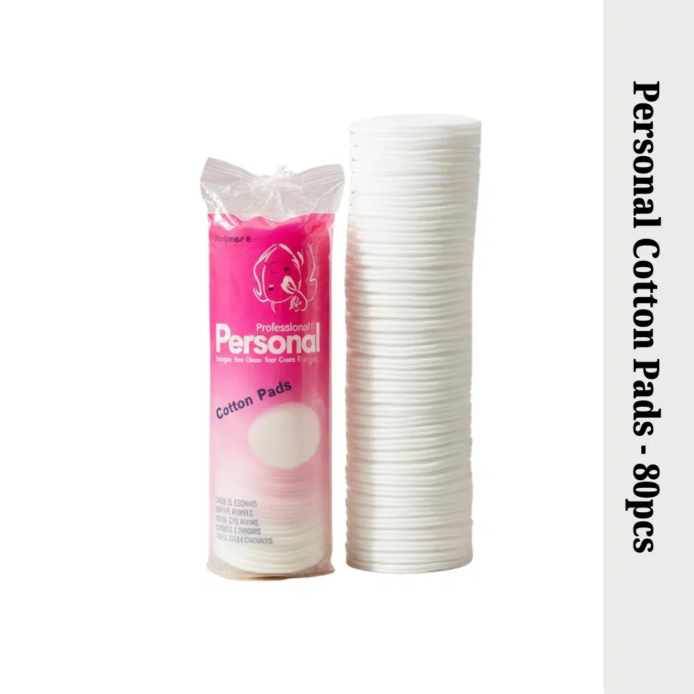 OYUMEA Personal Cotton Pads, 80 white pieces clearly visible in transparent, sealed packaging.