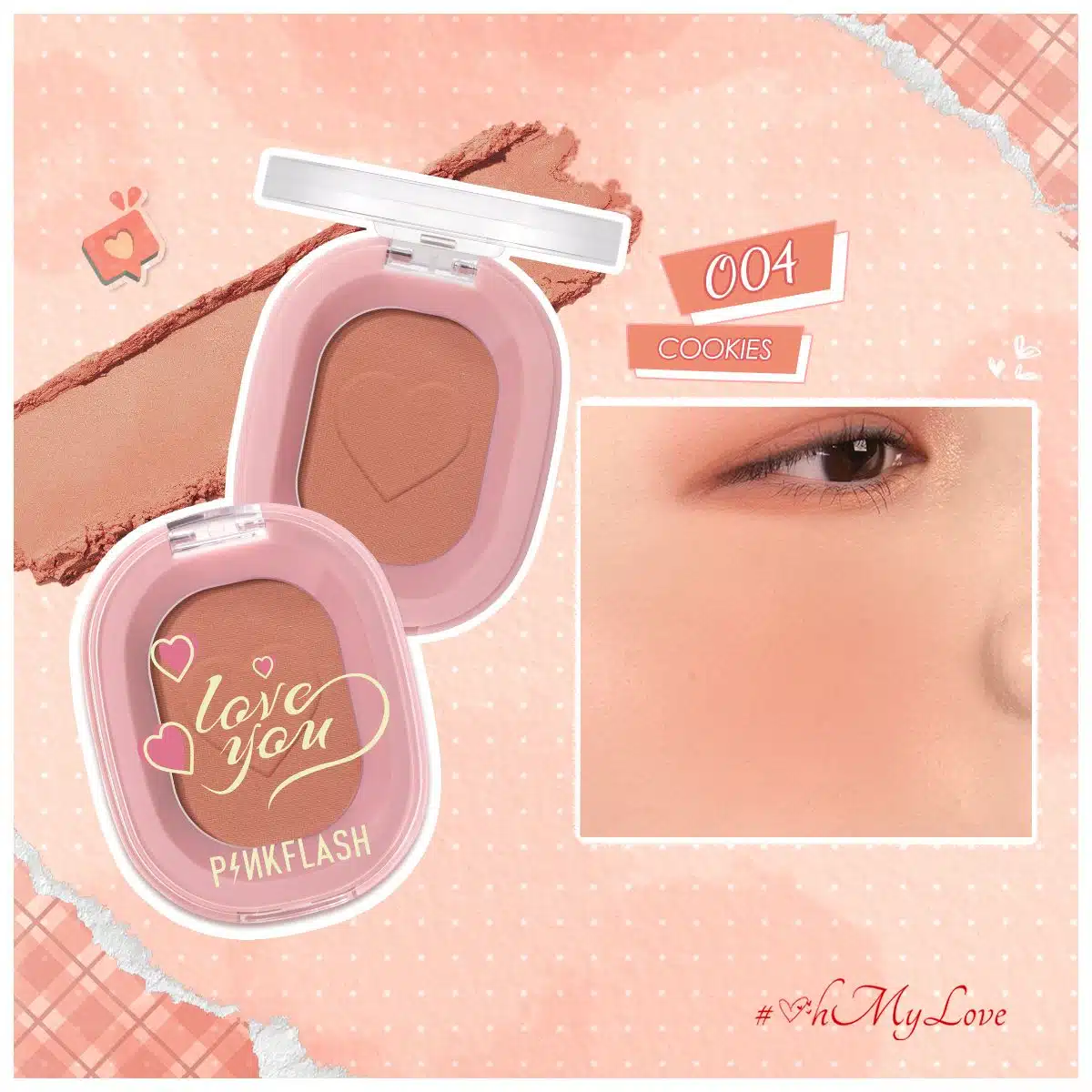 Pink Flash Chic In Cheek Pigmented Blush 004 compact, revealing the vibrant peachy-pink shade. - thumbnail