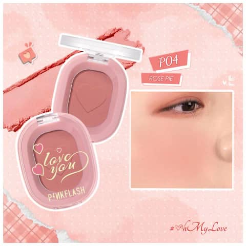 Pink Flash Chic In Cheek Pigmented Blush P04 compact, closed, showcasing its peachy-pink shade.