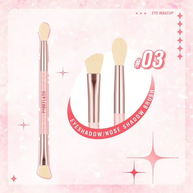 Pink Flash T04 dual-ended nose shadow and eyeshadow brush with sleek black handle. - thumbnail