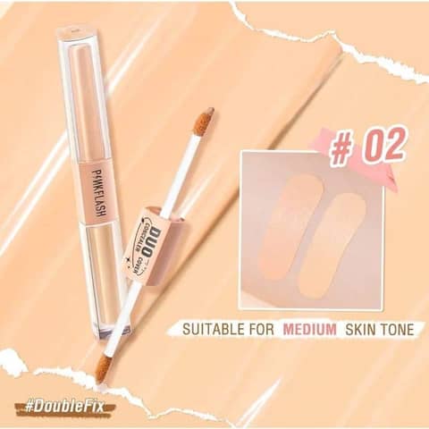 Pink Flash Duo Cover Concealer 2 in 1, upright tube showcasing dual applicators and clear packaging.