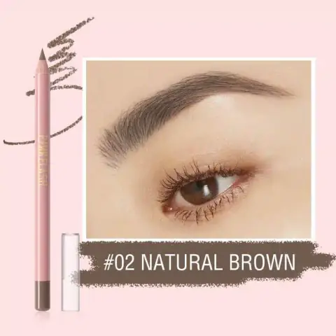 Two Pink Flash Natural Brown eyebrow pencils with pink and white packaging, showing brown tips.