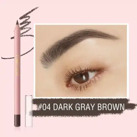 Pink Flash 04 Dark Gray Brown eyebrow pencil, clearly showing capped tip and exposed spoolie brush.
