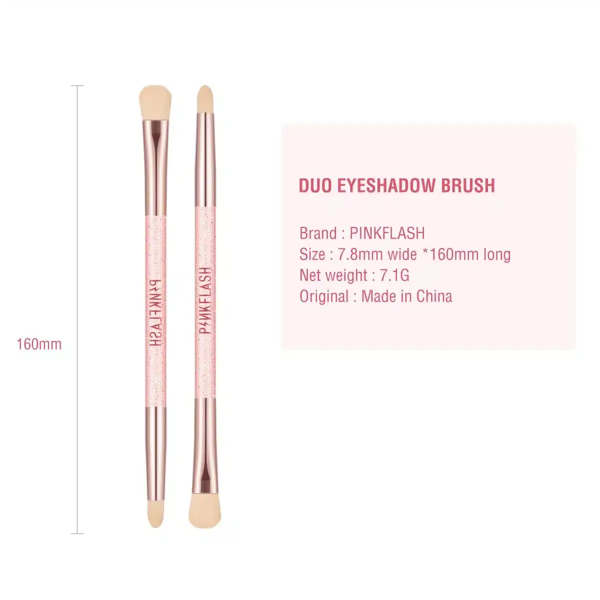 Two Pink Flash Eyeshadow Brushes T04-02 crossed, highlighting black handles and light bristles. - thumbnail