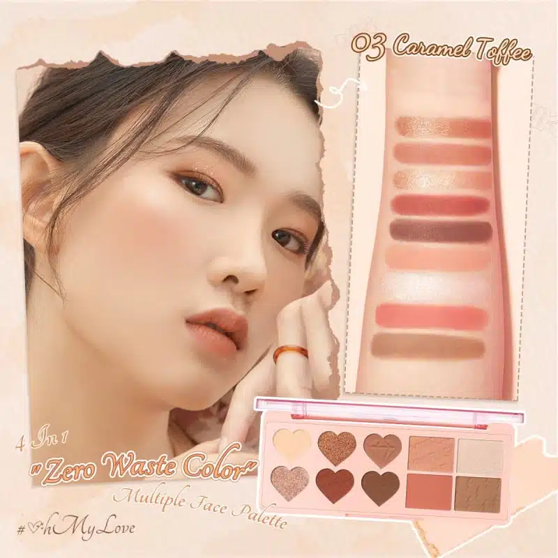Pink Flash Eyeshadow Palette M02 Caramel Toffee closed, showcasing clear lid and brand logo. - thumbnail