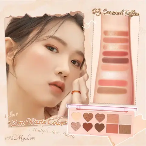 Pink Flash Eyeshadow Palette M02 Caramel Toffee closed, showcasing clear lid and brand logo.