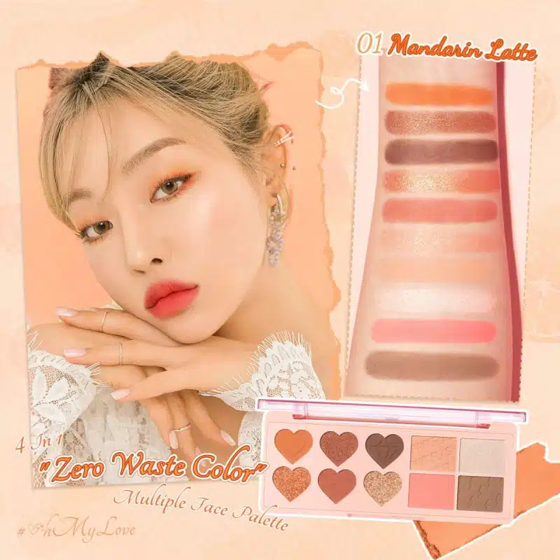 Pink Flash M2-01 Mandarir Latte eyeshadow palette, closed view, displaying neutral and glitter shades. - thumbnail