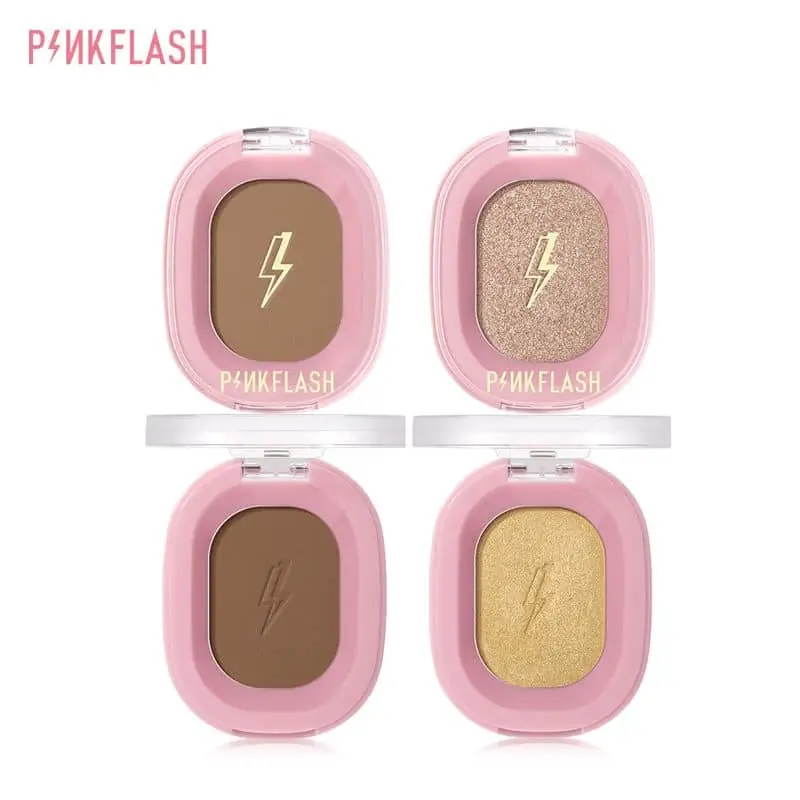 Pink Flash H02 face highlighter swatched on skin, demonstrating its radiant, luminous, golden-pink glow. - thumbnail