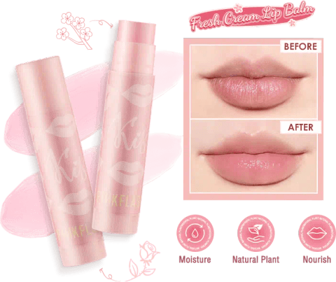 Pink Flash moisturizing lip balm #03 Cherry Kiss, upright in its vibrant pink tube.