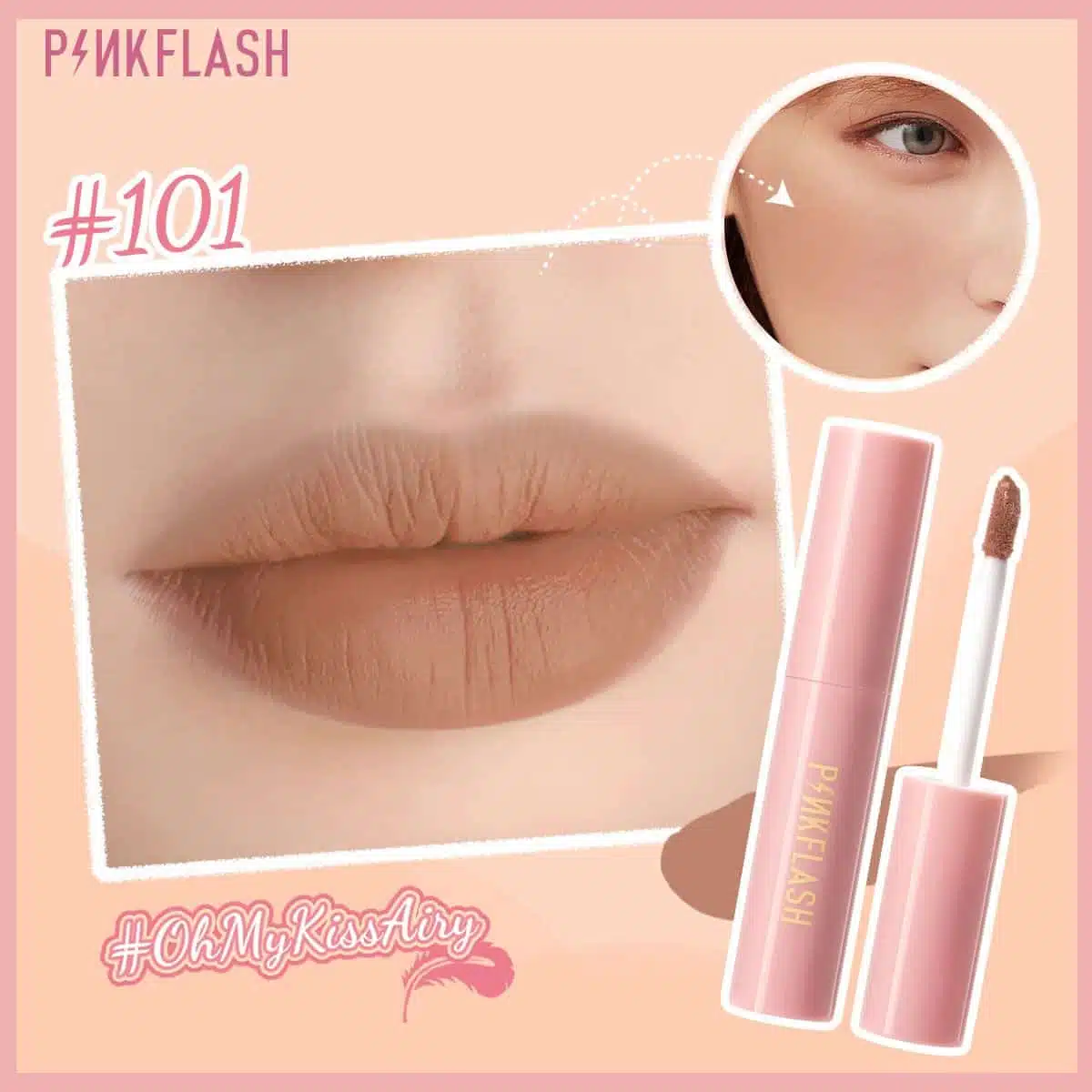 Pink Flash LIQUID Duo Matte Lipstick M01-101 tube standing upright, showing both pink and black caps. - thumbnail