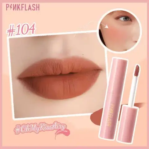 Pink Flash Liquid Duo Matte Lipstick M01-104, standing upright, showcasing its dual-ended liquid and crayon design.