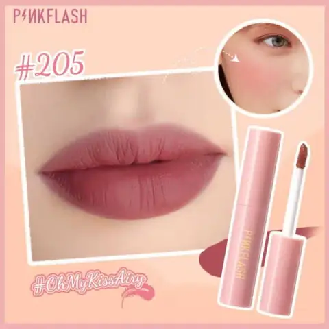 Pink Flash LIQUID Duo Matte Lipstick M01-205 standing upright, showcasing its dual-ended nude-pink tubes.