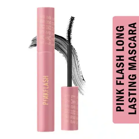 Pink Flash Long Lasting Mascara E06 in a metallic pink tube with a sleek black cap.