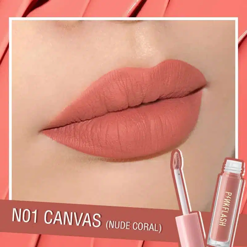 Pink Flash N01 Melting Matte Waterproof Lipstick standing upright, cap off, revealing the natural pink bullet. - thumbnail