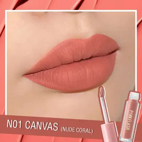 Pink Flash N01 Melting Matte Waterproof Lipstick standing upright, cap off, revealing the natural pink bullet.
