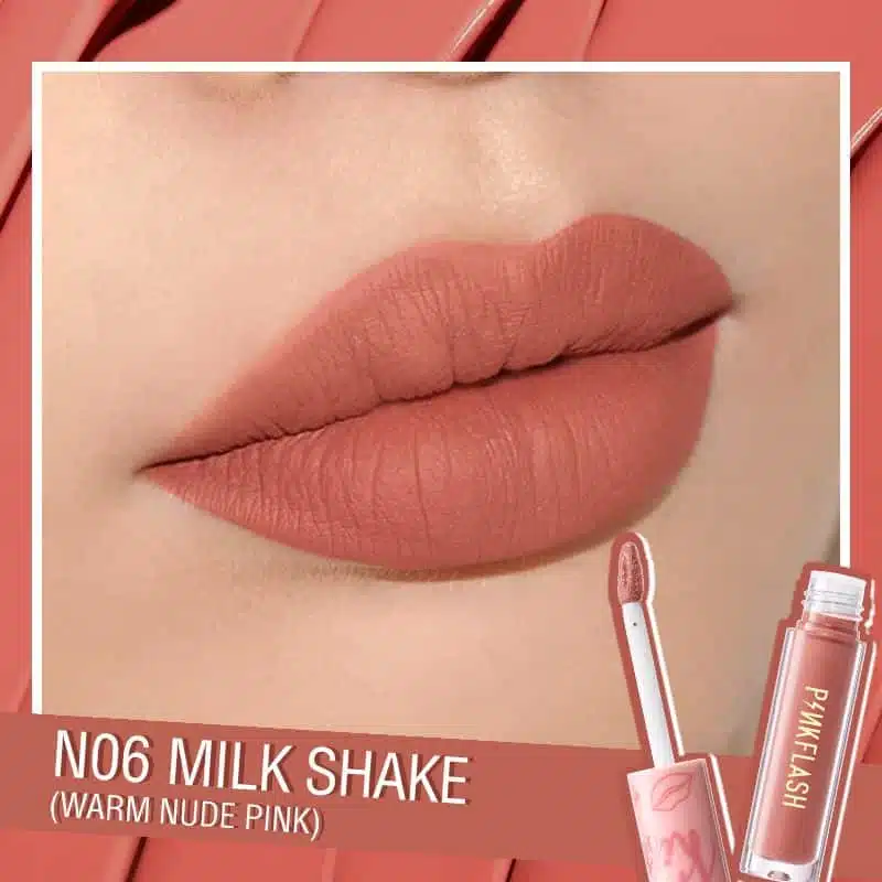 Pink Flash Melting Matte Waterproof Lipstick N06 tube stands upright, showcasing its elegant packaging. - thumbnail