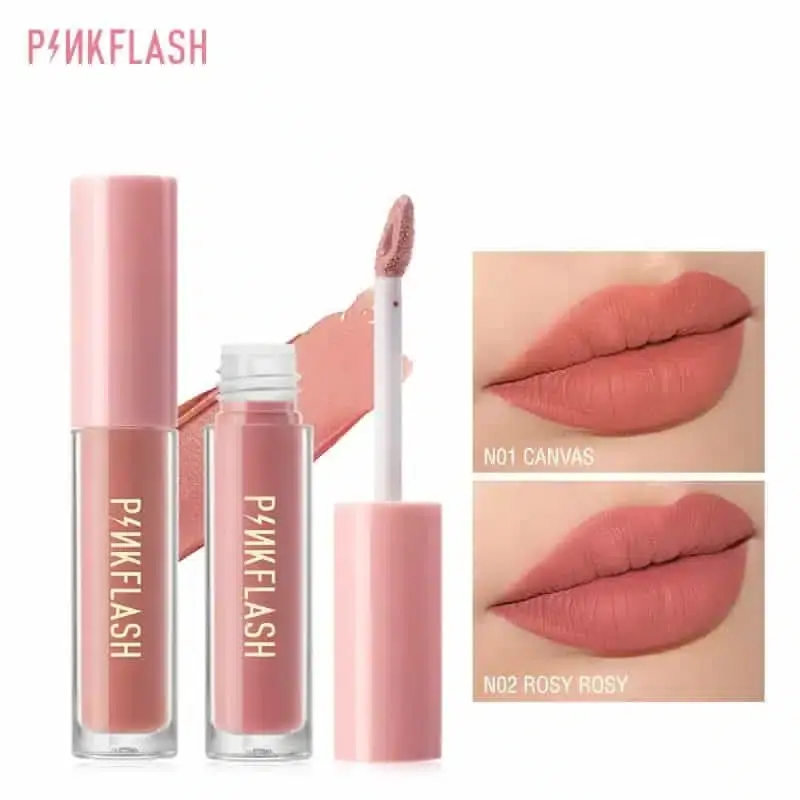 Pink Flash P04 Melting Matte Lipstick swatches on skin, showing rich terracotta-brown shade. - thumbnail