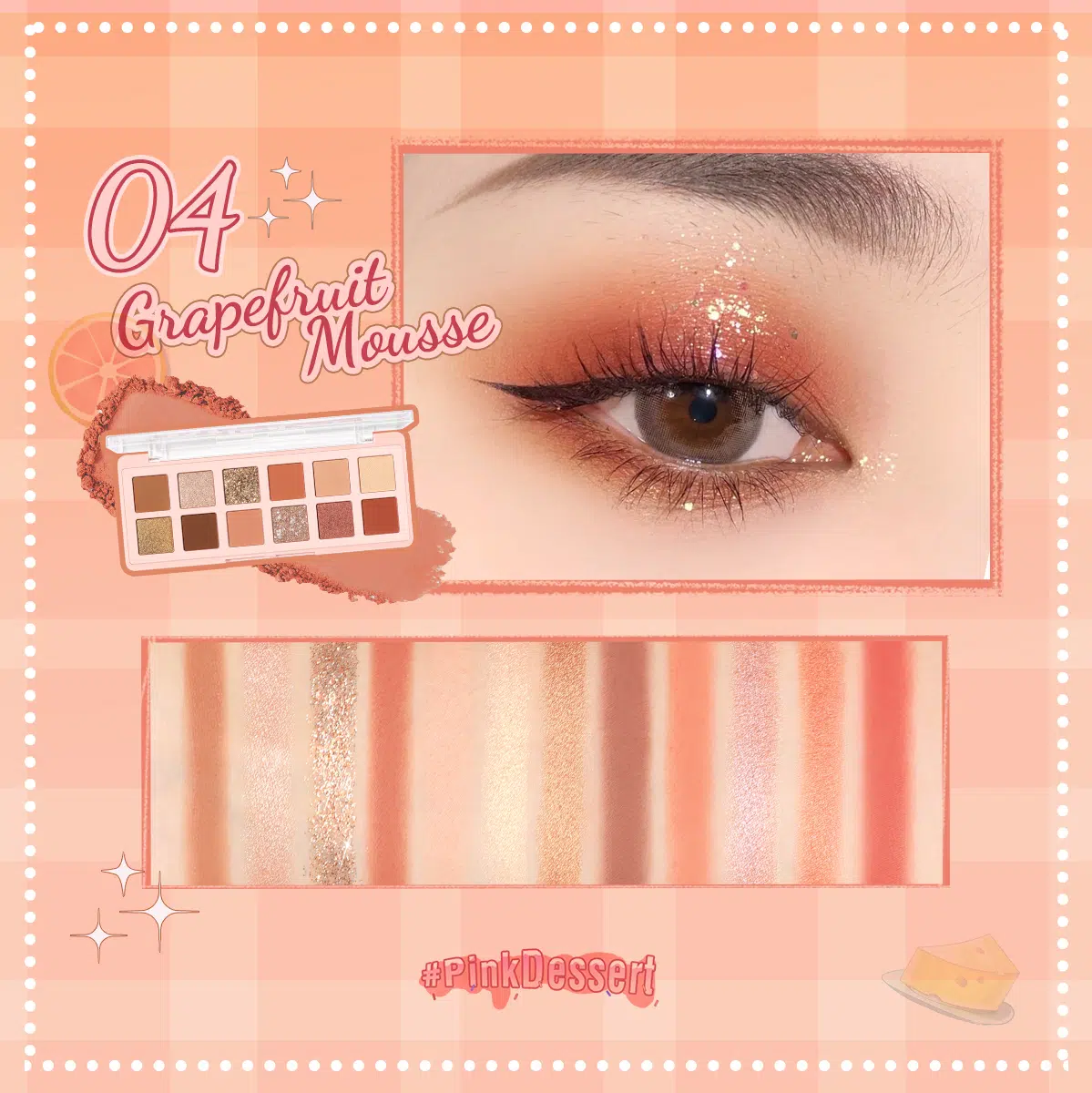Pink Flash Pro Touch Grapefruit Mousse palette closed, displaying nine beautiful shades through its clear lid. - thumbnail