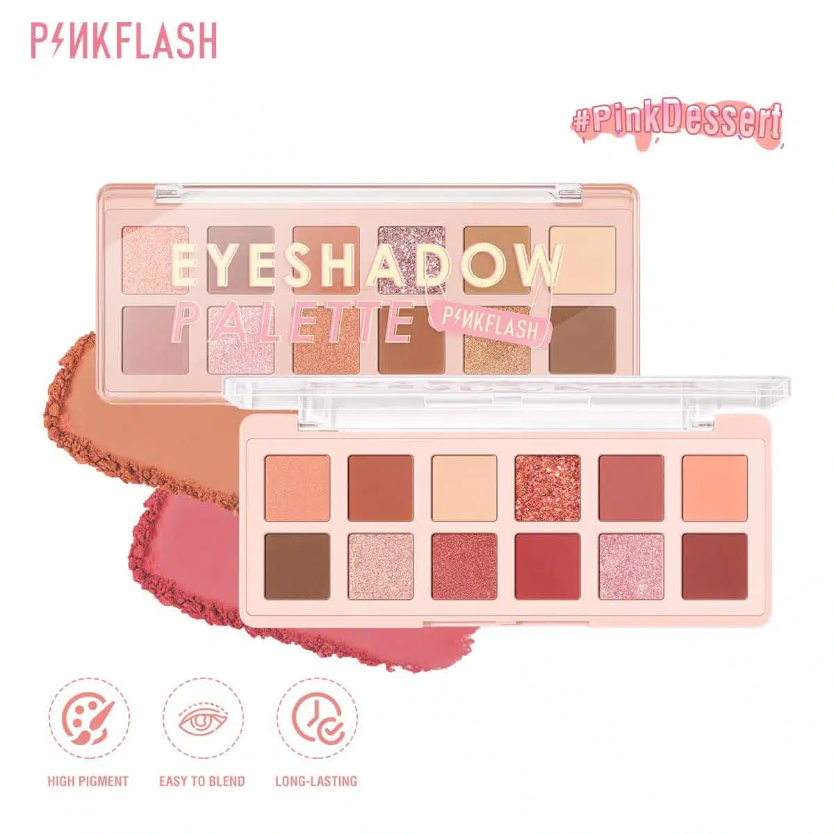 Pink Flash Pro Touch Grapefruit Mousse palette open, showing nine diverse matte and shimmer eyeshadows. - thumbnail