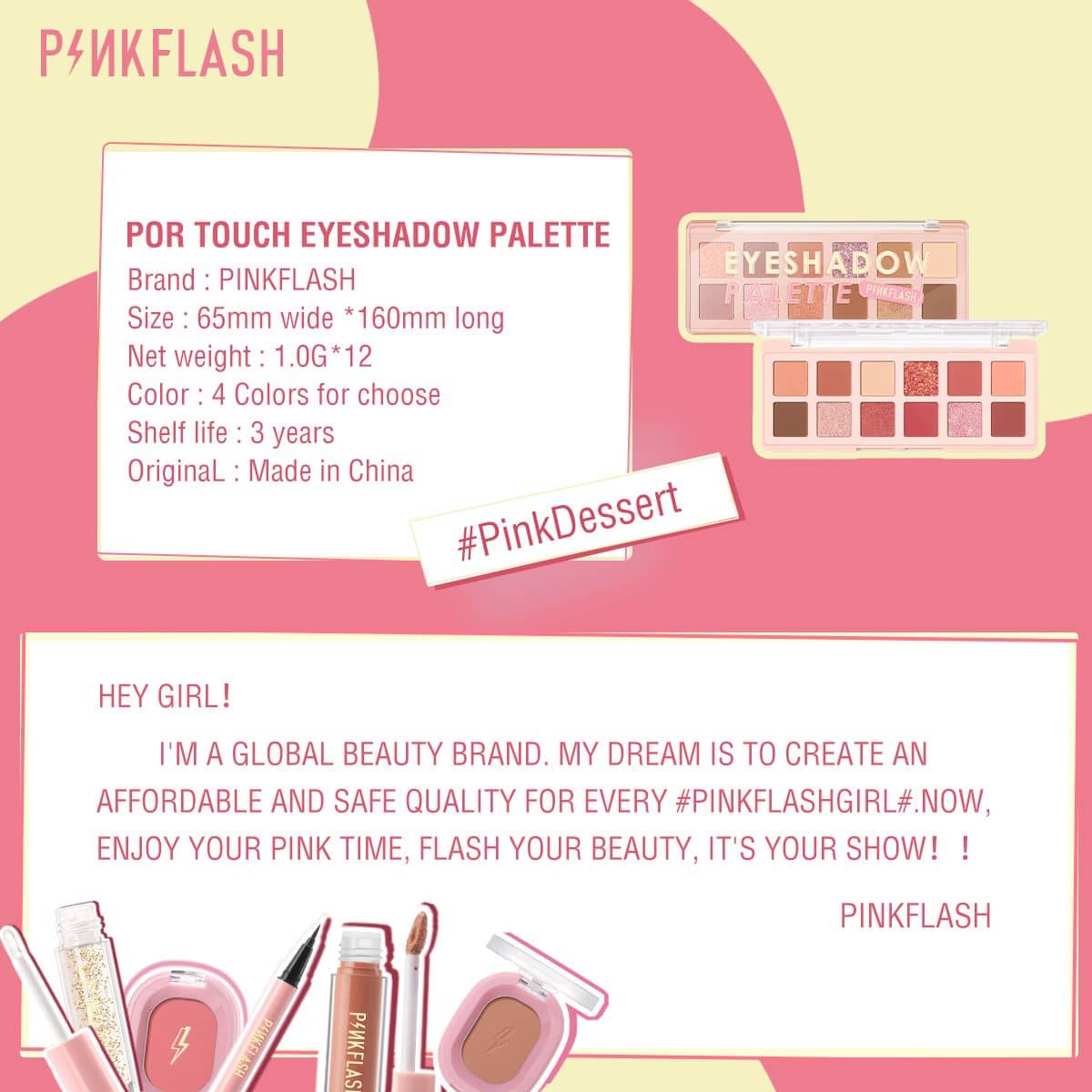 Pink Flash Pro Touch Grapefruit Mousse eyeshadow swatches on arm, displaying vibrant matte and shimmer pigments. - thumbnail